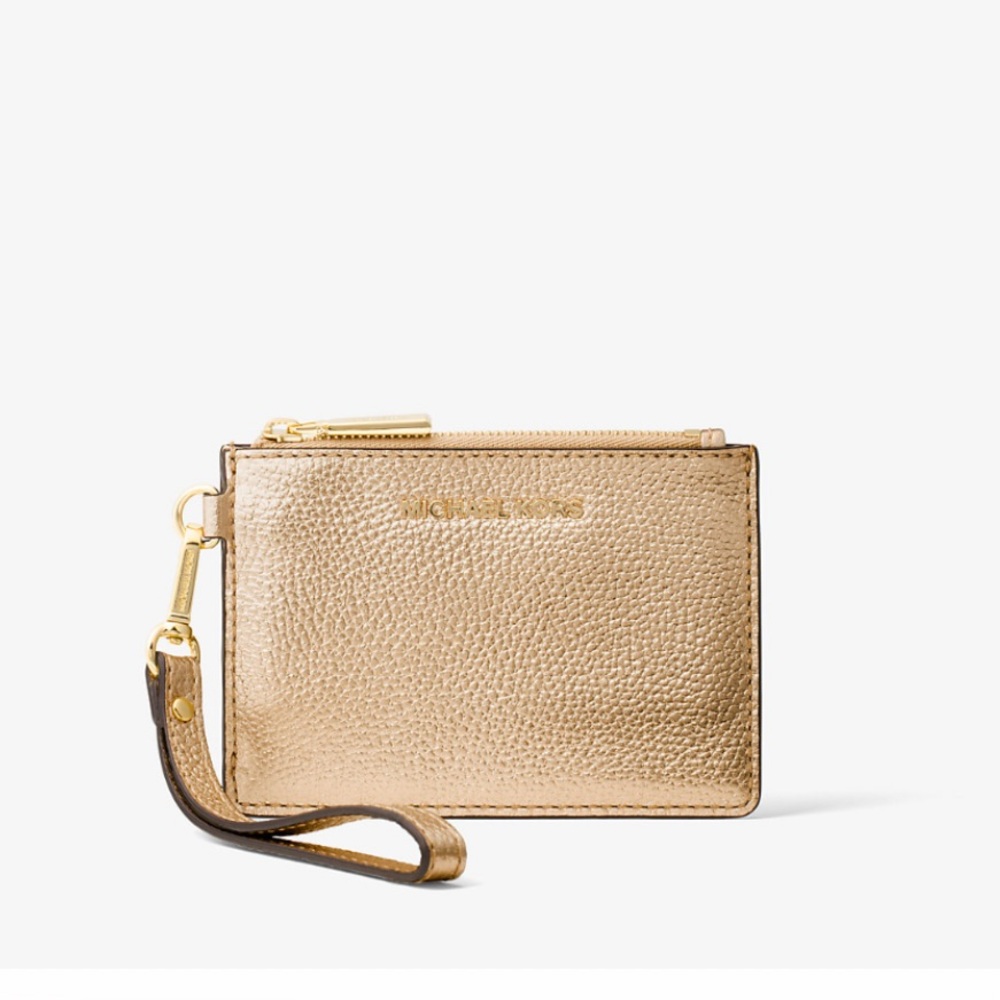 Michael Kors Metallic Leather Coin Purse - Pale Gold